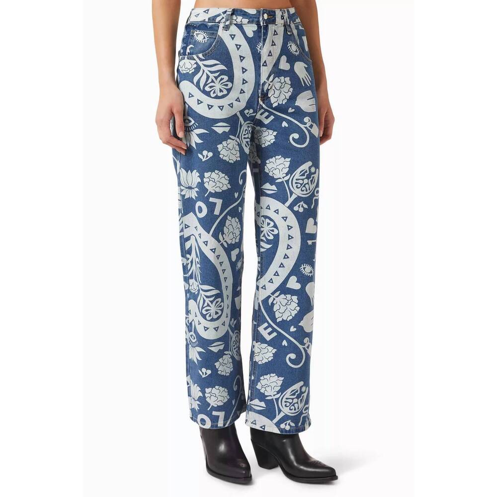 NEW NEVER FULLY DRESSED amara jeans in blue motif